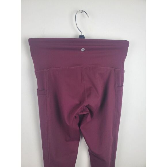 Apana Leggings Womens XS Mid Rise Skinny Leg Pockets Burgundy Athletic Yoga - Picture 4 of 6